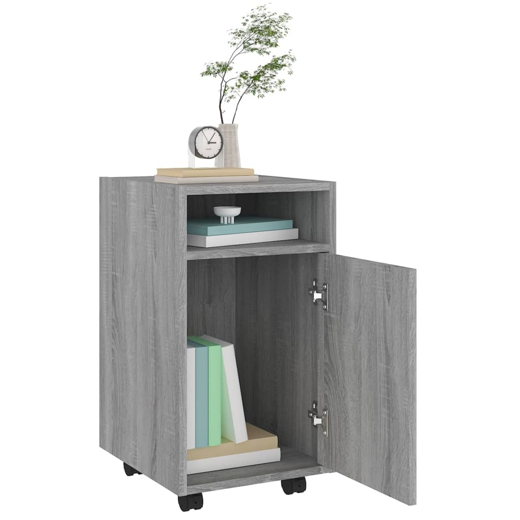 Side Cabinet with Wheels Grey Sonoma 33x38x60 cm Engineered Wood