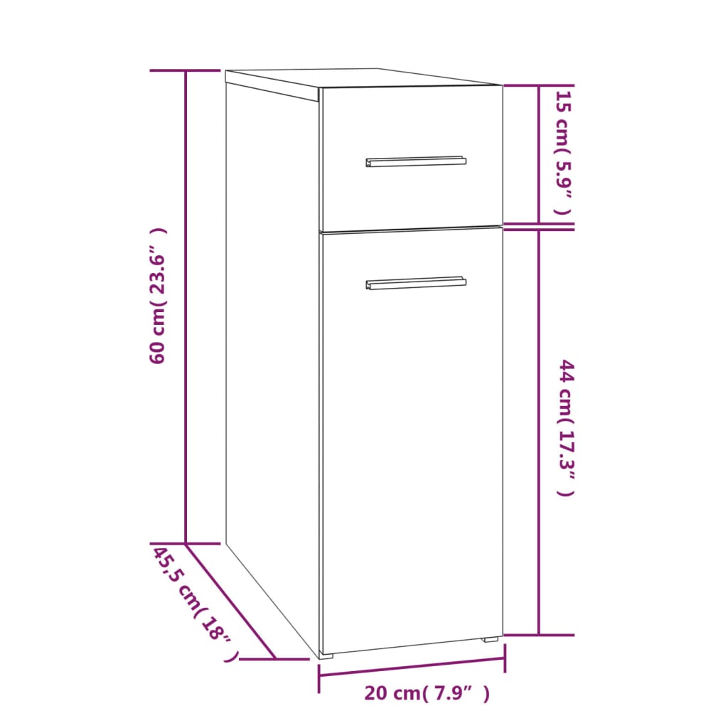 Apothecary Cabinet | Grey Sonoma | Engineered wood | Single