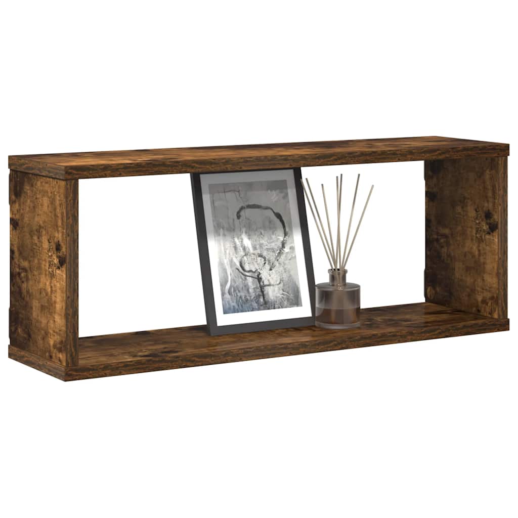 Wall Cube Shelves 4 pcs Smoked Oak 60x15x23 cm Engineered Wood