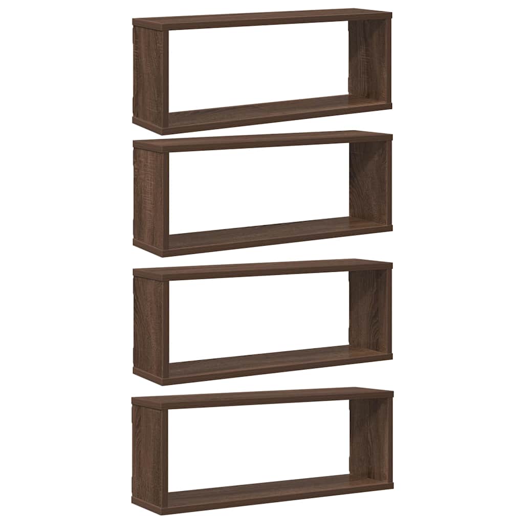 Wall Cube Shelves 4 pcs Brown Oak 60x15x23 cm Engineered Wood
