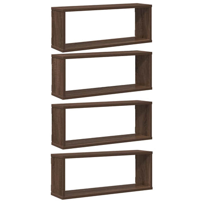 Wall Cube Shelves 4 pcs Brown Oak 60x15x23 cm Engineered Wood