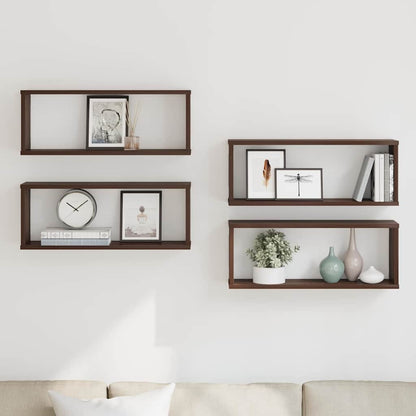 Wall Cube Shelves 4 pcs Brown Oak 60x15x23 cm Engineered Wood