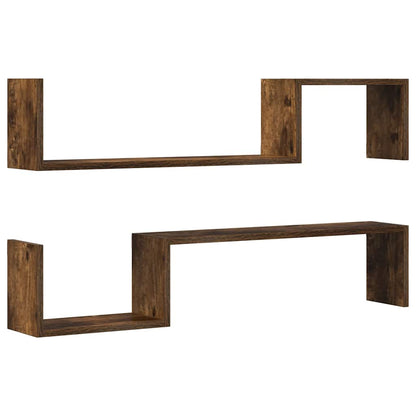 Wall Shelves 2 pcs Smoked Oak 100x15x20 cm Engineered Wood