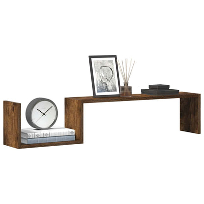 Wall Shelves 2 pcs Smoked Oak 100x15x20 cm Engineered Wood