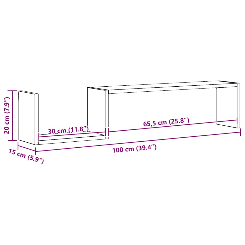 Wall Shelves 2 pcs Smoked Oak 100x15x20 cm Engineered Wood