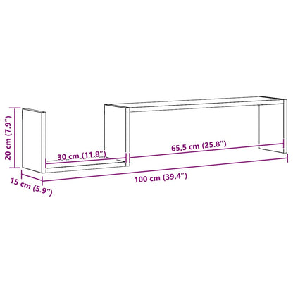 Wall Shelves 2 pcs Smoked Oak 100x15x20 cm Engineered Wood