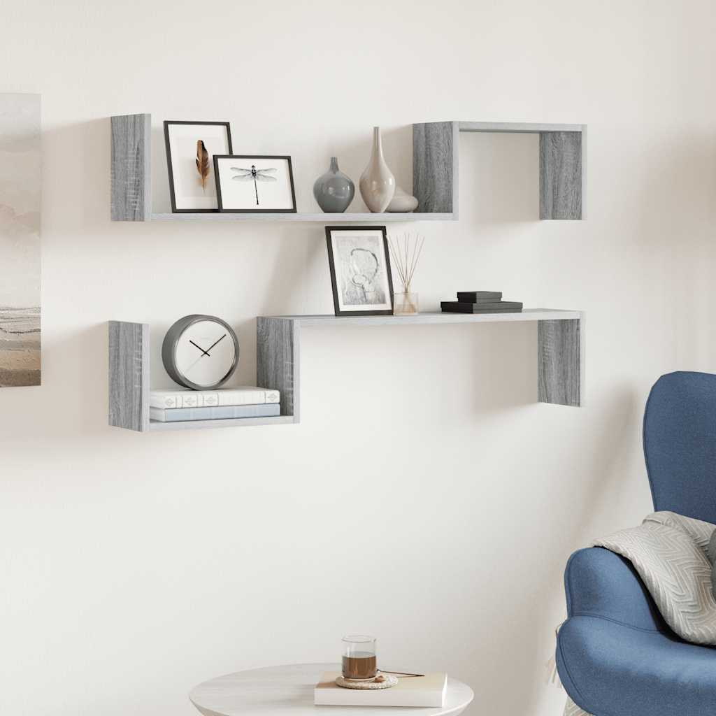 Wall Shelves 2 pcs Grey Sonoma 100x15x20 cm Engineered Wood