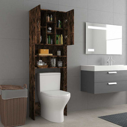 815957 vidaXL Washing Machine Cabinet Smoked Oak 64x25,5x190 cm