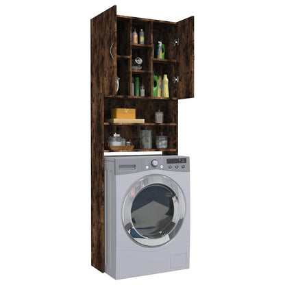 815957 vidaXL Washing Machine Cabinet Smoked Oak 64x25,5x190 cm