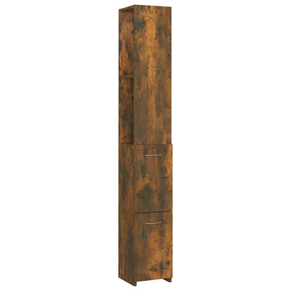 Bathroom Cabinet Smoked Oak 25x26,5x170 cm Engineered Wood