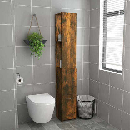 Bathroom Cabinet Smoked Oak 25x26,5x170 cm Engineered Wood