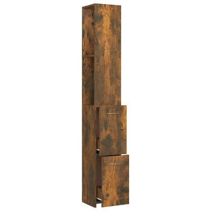 Bathroom Cabinet Smoked Oak 25x26,5x170 cm Engineered Wood