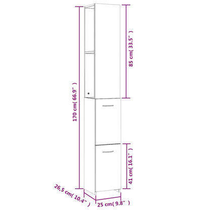 Bathroom Cabinet Smoked Oak 25x26,5x170 cm Engineered Wood