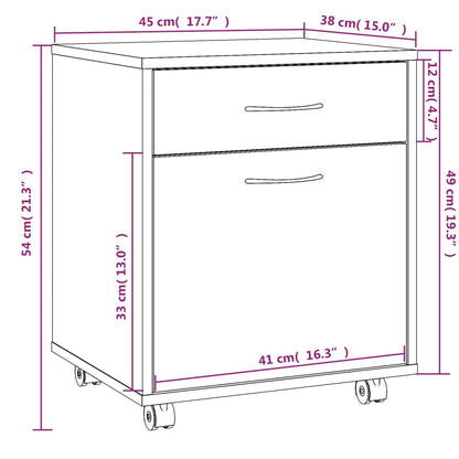 Rolling Cabinet Grey Sonoma 45x38x54 cm Engineered Wood