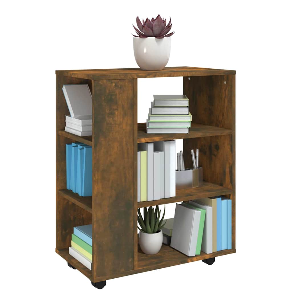 Rolling Cabinet Smoked Oak 60x35x75 cm Engineered Wood