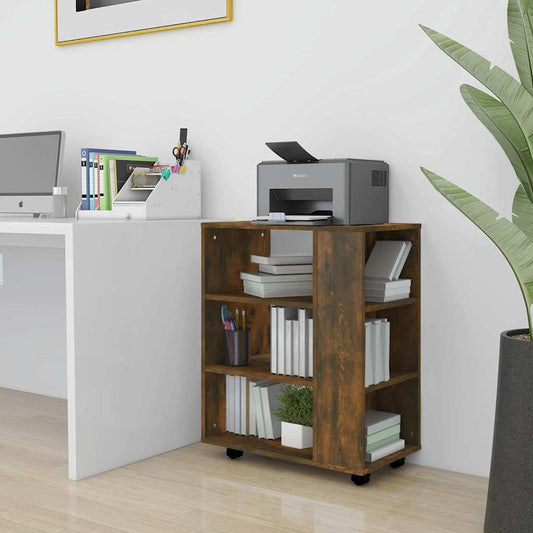 Rolling Cabinet Smoked Oak 60x35x75 cm Engineered Wood