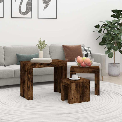 815984 vidaXL Nesting Coffee Tables 3 pcs Smoked Oak Engineered Wood