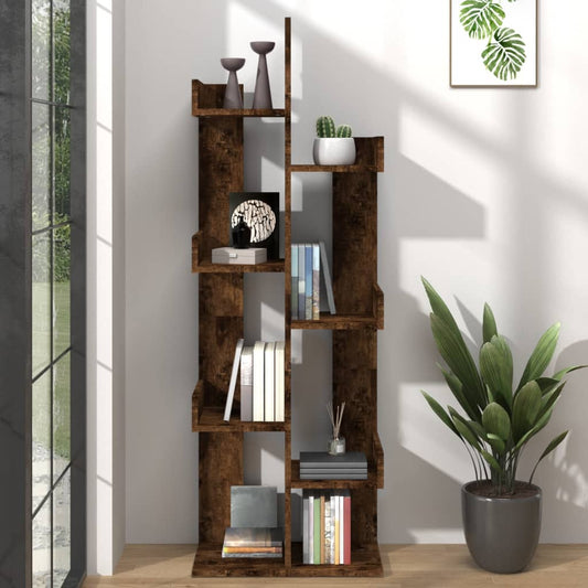 816005 vidaXL Book Cabinet 48x25,5x140 cm Smoked Oak Engineered Wood