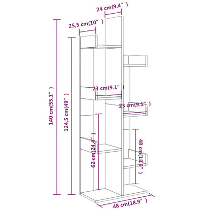 816006 vidaXL Book Cabinet 48x25,5x140 cm Grey Sonoma Engineered Wood