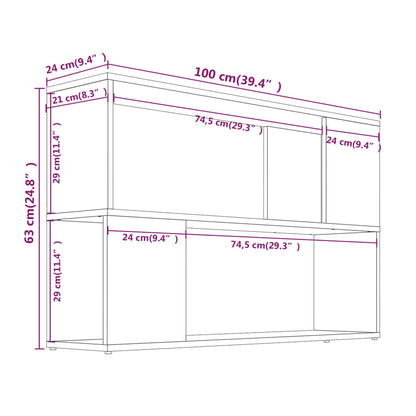Book Cabinet Grey Sonoma 100x24x63 cm Engineered Wood