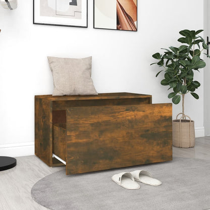 Hall Bench | Smoked Oak | Engineered Wood | 80 cm | Entryway Bench
