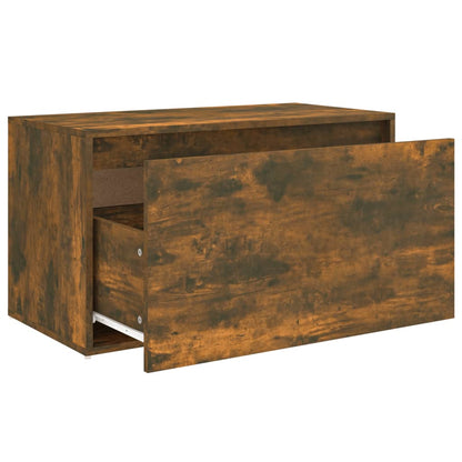 Hall Bench | Smoked Oak | Engineered Wood | 80 cm | Entryway Bench
