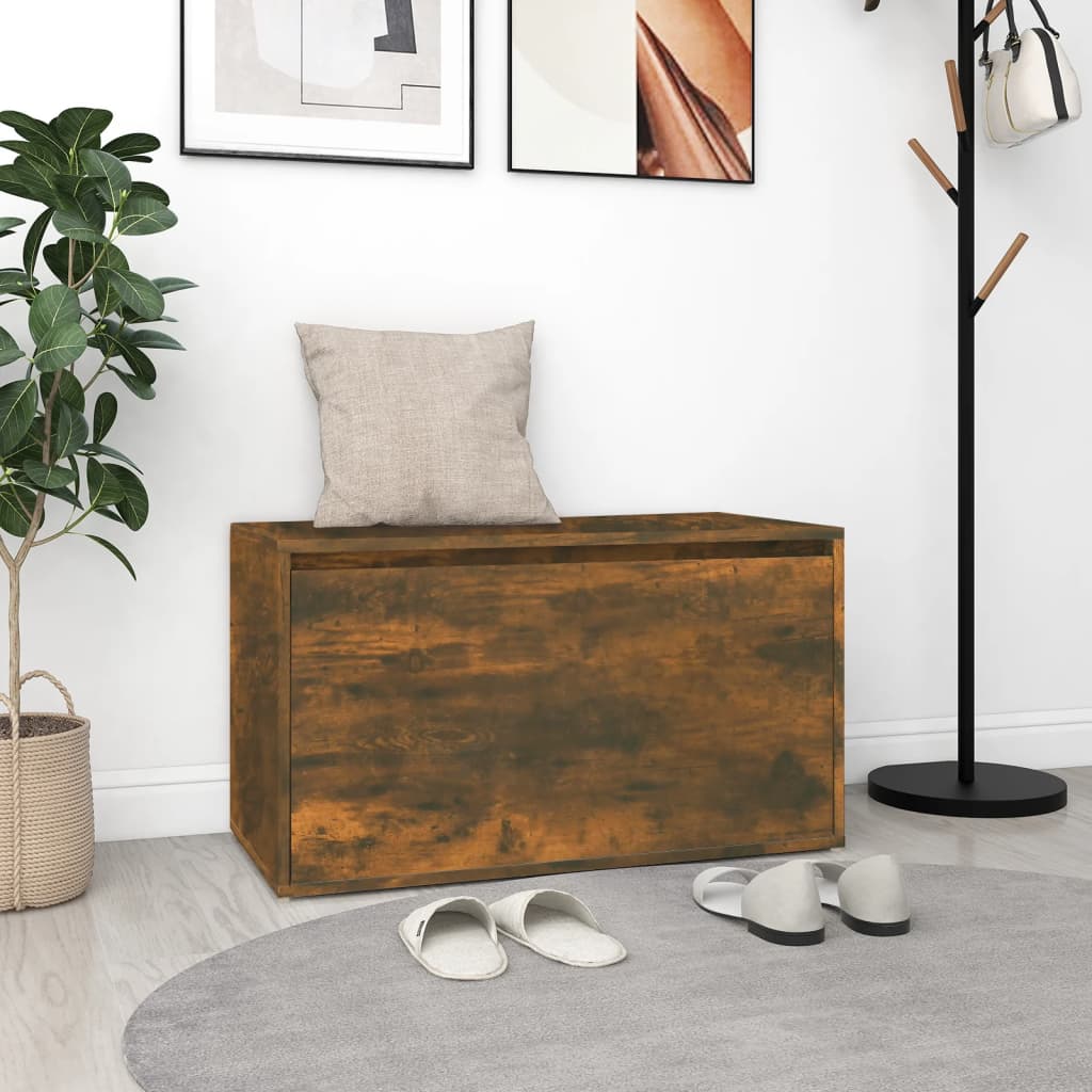 Hall Bench | Smoked Oak | Engineered Wood | 80 cm | Entryway Bench