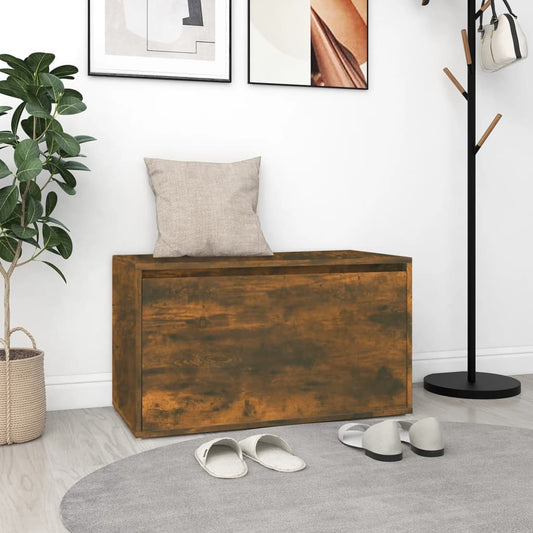 Hall Bench | Smoked Oak | Engineered Wood | 80 cm | Entryway Bench