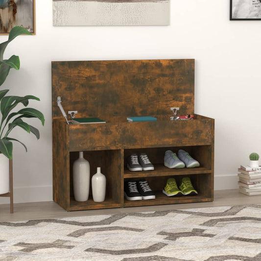 816053 vidaXL Shoe Bench Smoked Oak 80x30x45 cm Engineered Wood