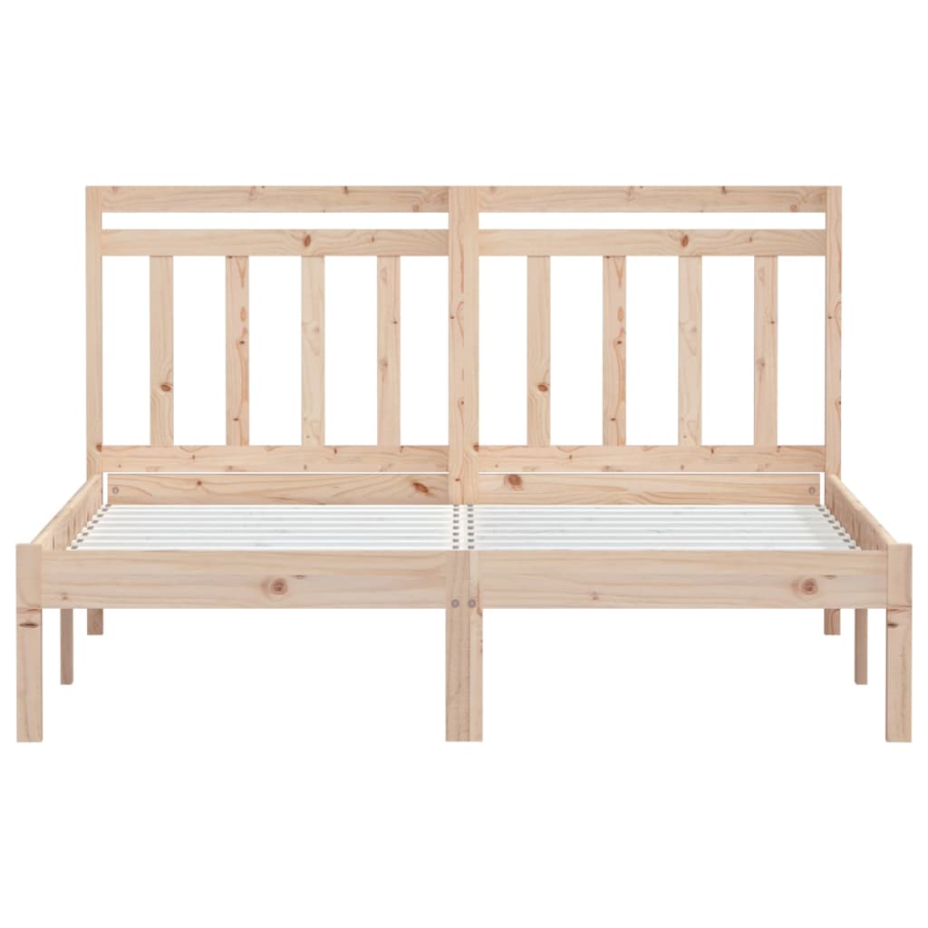 Bed Frame | Natural Pine | Solid pine wood | Double | Decorative Inlays