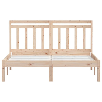 Bed Frame | Natural Pine | Solid pine wood | Double | Decorative Inlays