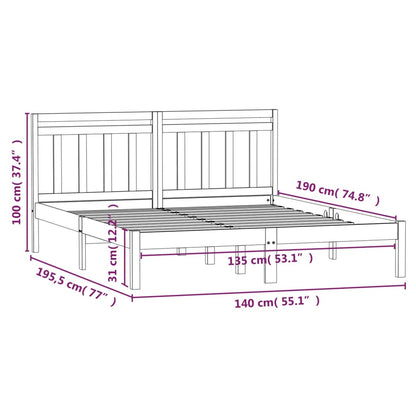 Bed Frame | Natural Pine | Solid pine wood | Double | Decorative Inlays