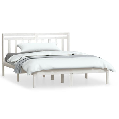 Bed Frame | White | Solid pine wood | 135 x 190 cm | Durable | Bed Frame