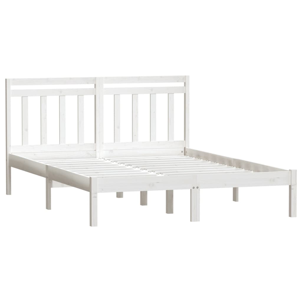Bed Frame | White | Solid pine wood | 135 x 190 cm | Durable | Bed Frame