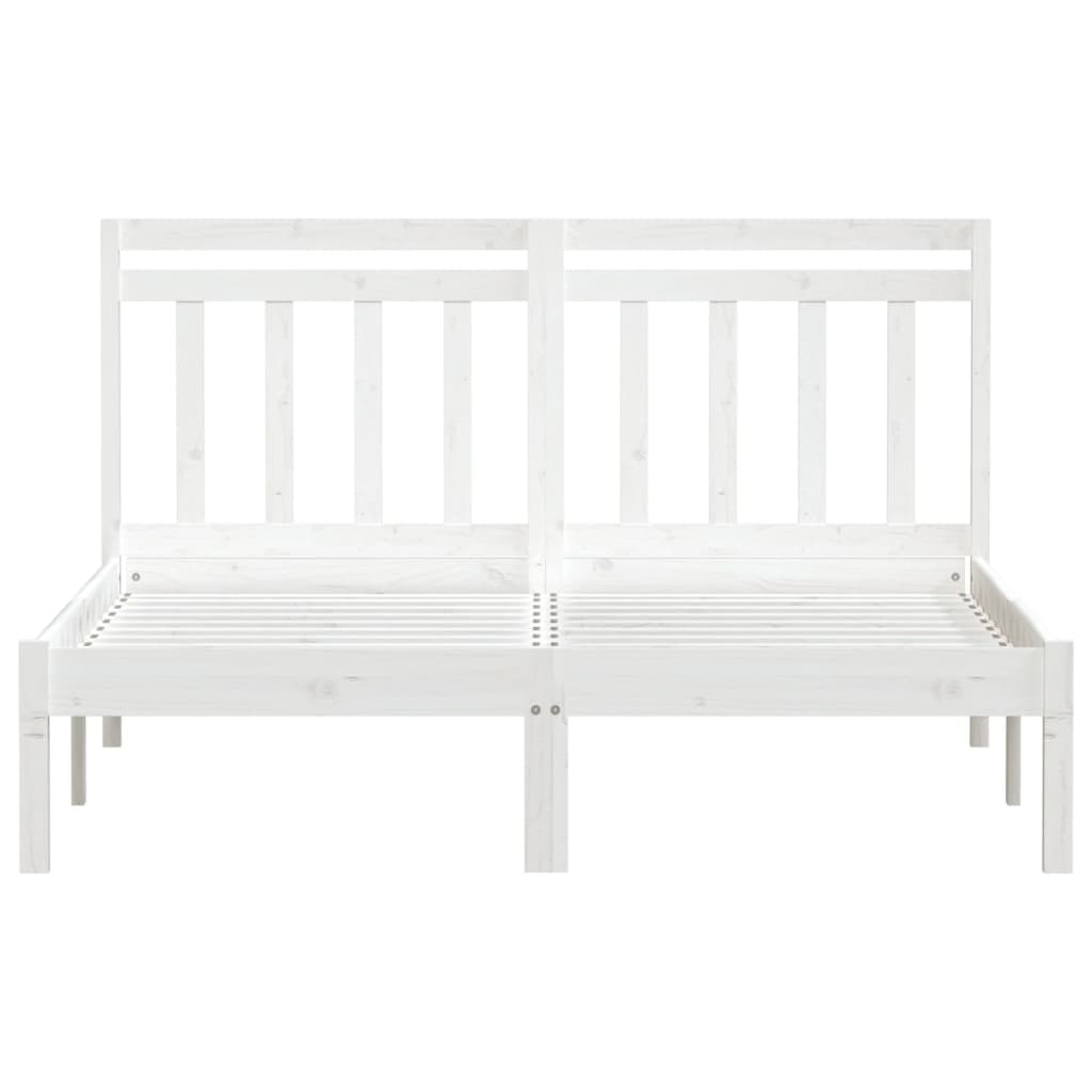 Bed Frame | White | Solid pine wood | 135 x 190 cm | Durable | Bed Frame
