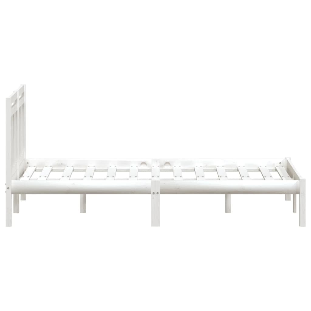 Bed Frame | White | Solid pine wood | 135 x 190 cm | Durable | Bed Frame