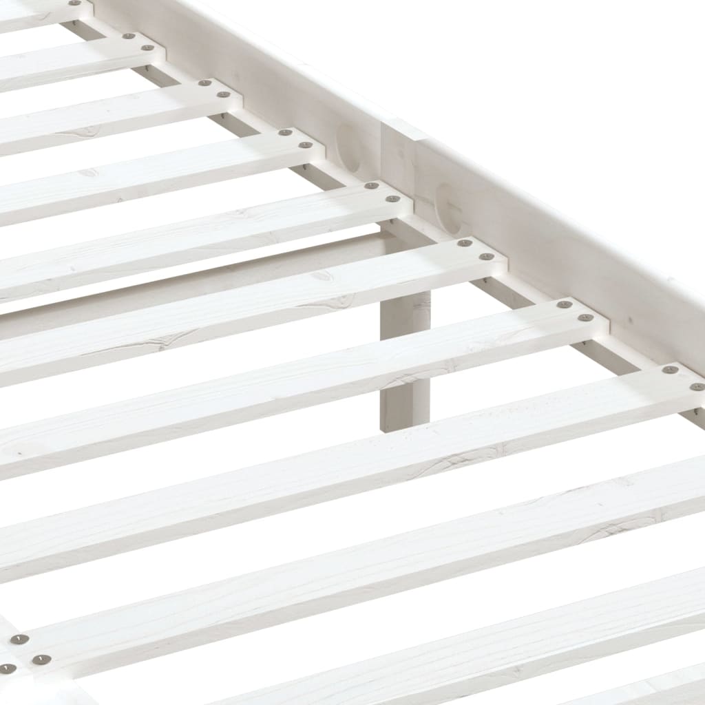 Bed Frame | White | Solid pine wood | 135 x 190 cm | Durable | Bed Frame
