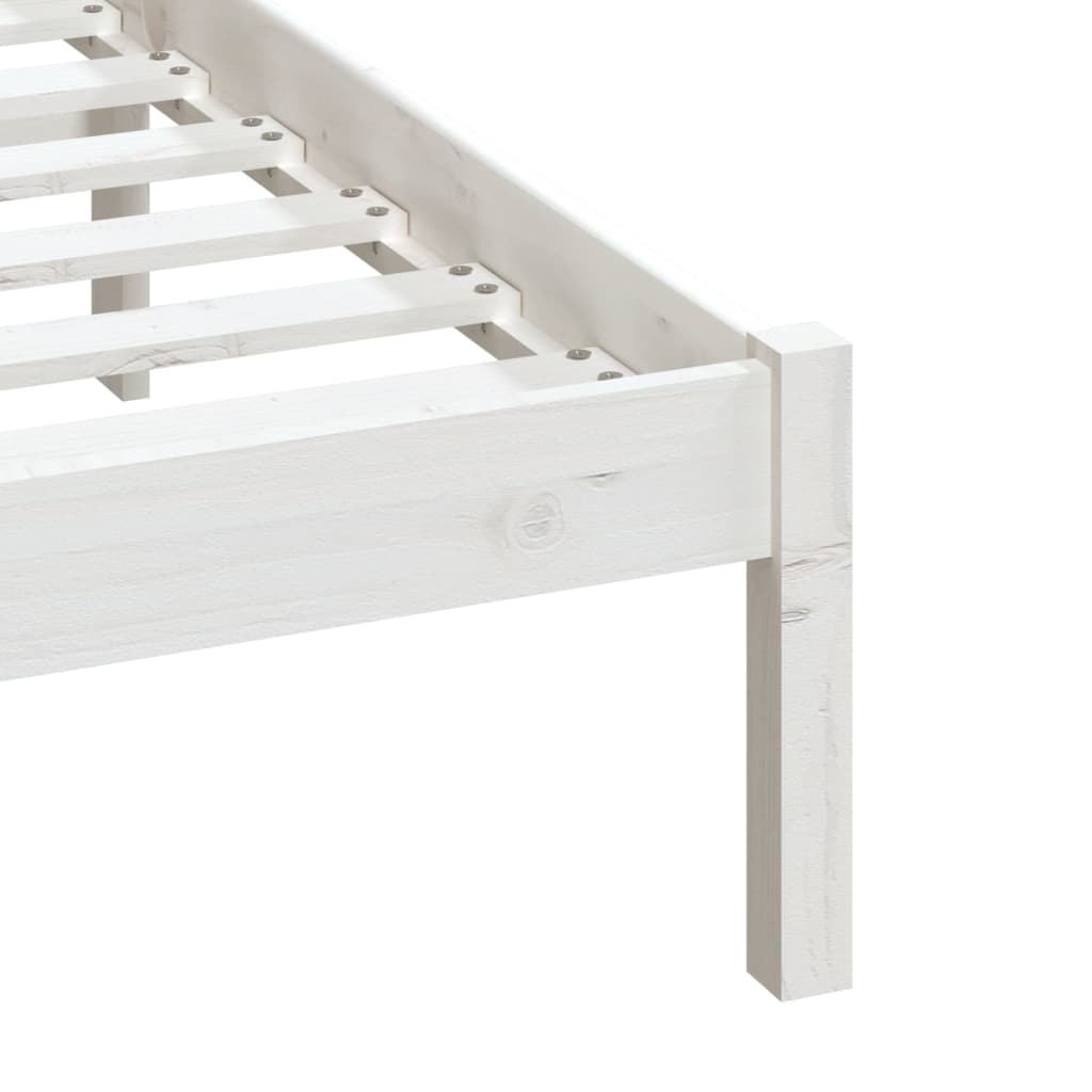 Bed Frame | White | Solid pine wood | 135 x 190 cm | Durable | Bed Frame