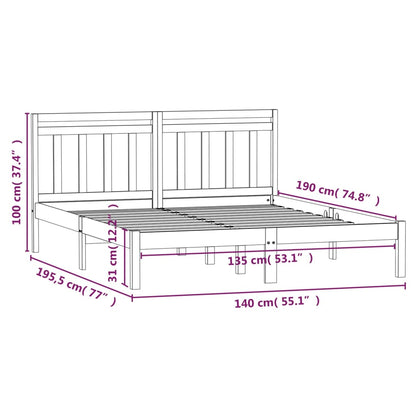 Bed Frame | White | Solid pine wood | 135 x 190 cm | Durable | Bed Frame