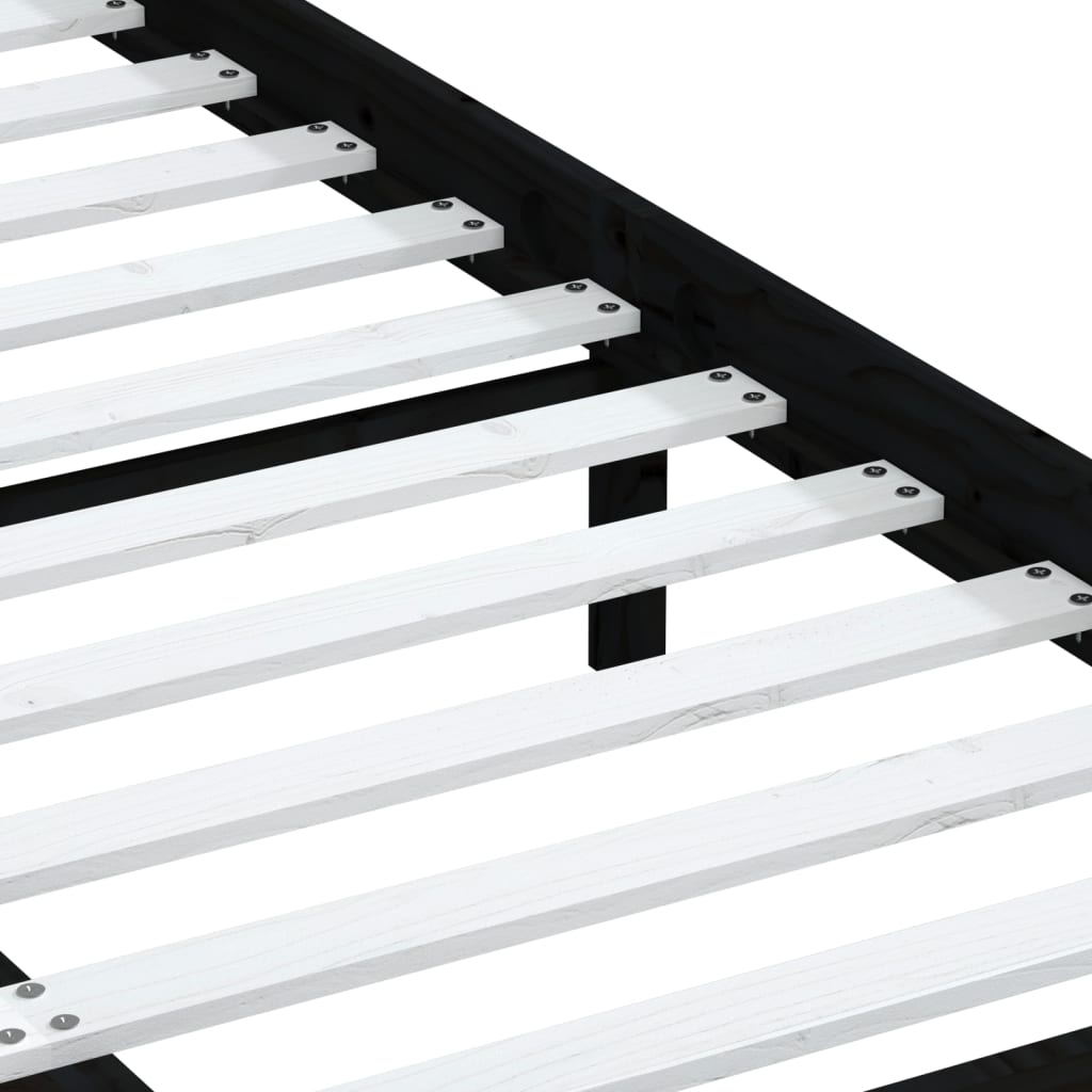 Bed Frame | Black | Solid pine wood | Double |  Durable  | Bed Frame
