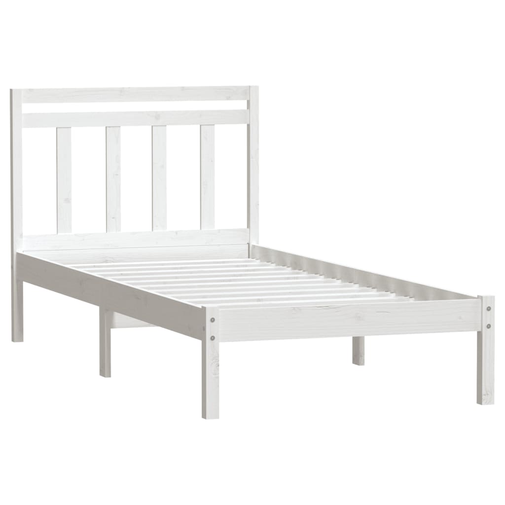 Bed Frame | White | Solid pine wood | Single | Bed Frame | Rectangular