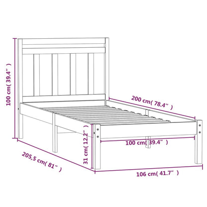 Bed Frame | White | Solid pine wood | Single | Bed Frame | Rectangular