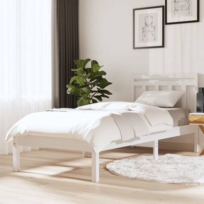 Bed Frame | White | Solid pine wood | Single | Bed Frame | Rectangular