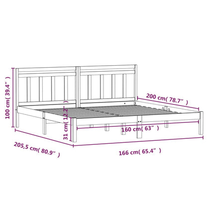 3100600 vidaXL Bed Frame without Mattress White Solid Wood 160x200 cm (810028+814105)