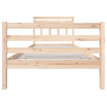 Bed Frame | Natural wood | Solid pine wood | Single | Decorative Inlays