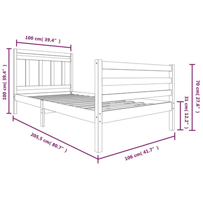 Bed Frame | Natural wood | Solid pine wood | Single | Decorative Inlays