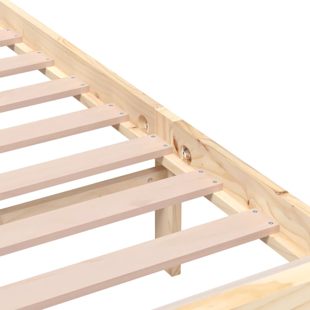 Bed Frame | Natural Wood | Solid Pine Wood | Double | Decorative Inlays
