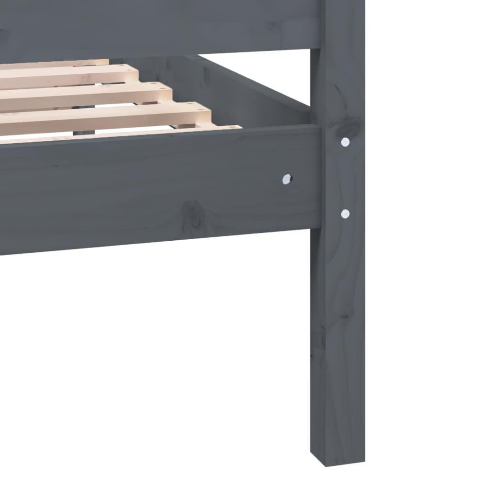 3100980 vidaXL Bed Frame without Mattress Grey Solid Wood 200x200 cm (810104+814116)