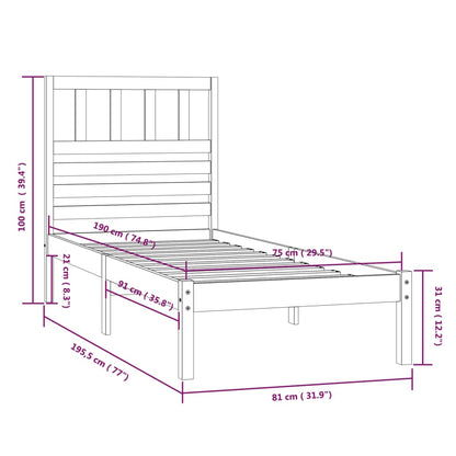 Bed Frame | Wooden | Solid Pine Wood | Small Single | Bed Frame