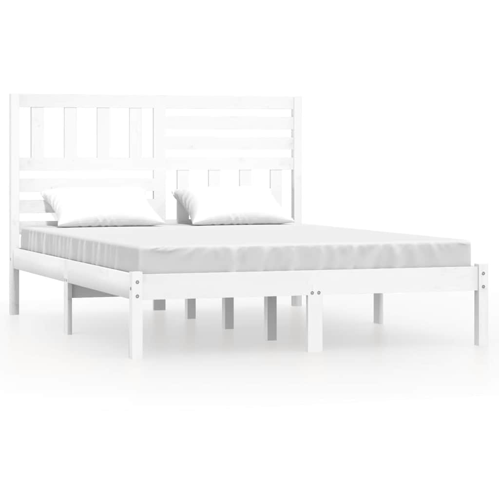Bed Frame | White | Solid pine wood | 140x200 cm mattress size | Durable